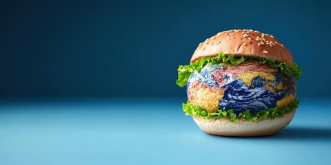 photo of earth-shaped hamburger 