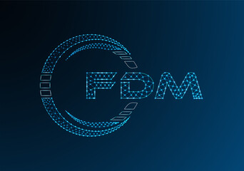 FDM low poly letter logo vector design. FDM lower poly logo design.