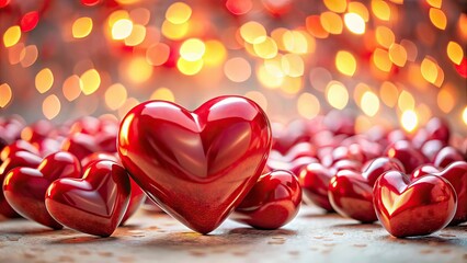 Obraz premium Red Hearts Landscape Photography, Light Background, Grouped