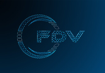 FDV low poly letter logo vector design. FDV lower poly logo design.