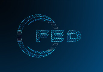FED low poly letter logo vector design. FED lower poly logo design.
