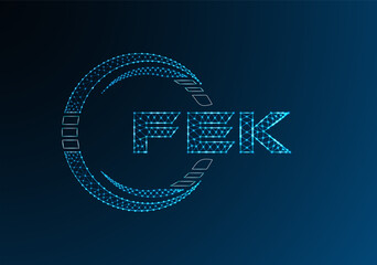 FEK low poly letter logo vector design. FEK lower poly logo design.