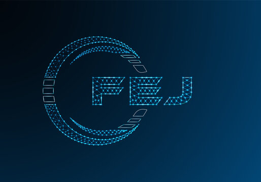 FEJ low poly letter logo vector design. FEJ lower poly logo design.