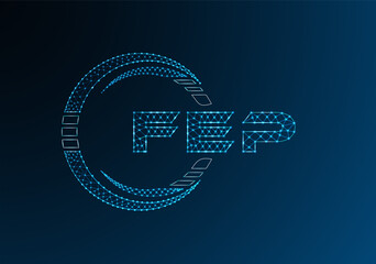 FEP low poly letter logo vector design. FEP lower poly logo design.