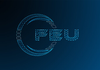 FEU low poly letter logo vector design. FEU lower poly logo design.