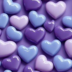 Obraz premium Minimalist romantic texture made of small 3D heart elements in calming purple hues. --tile 