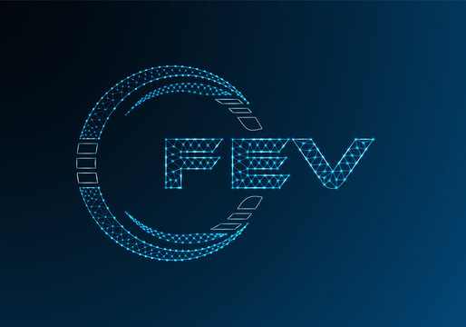 FEV low poly letter logo vector design. FEV lower poly logo design.
