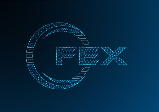 FEX low poly letter logo vector design. FEX lower poly logo design.