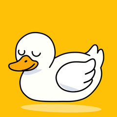 Cute Cartoon Duck Illustration on Yellow Background