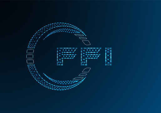 FFI low poly letter logo vector design. FFI lower poly logo design.