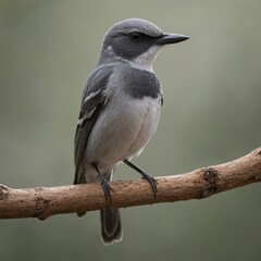 Obraz premium Male Grey Minivet on Wooden Surface.