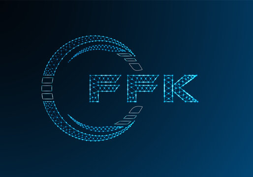 FFK low poly letter logo vector design. FFK lower poly logo design.