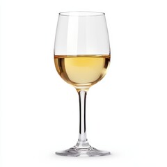 Clear wine glass filled with pale yellow liquid (1)