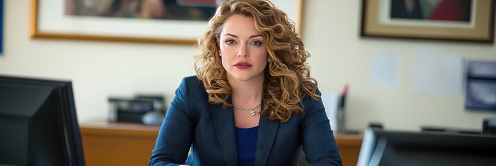 photo of professional woman in business suit working in office 