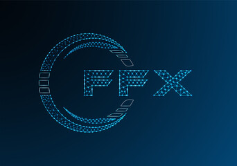 FFX low poly letter logo vector design. FFX lower poly logo design.