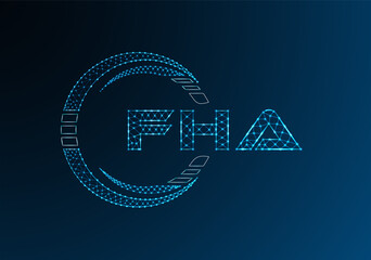 FHA low poly letter logo vector design. FHA lower poly logo design.