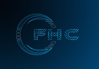 FHC low poly letter logo vector design. FHC lower poly logo design.