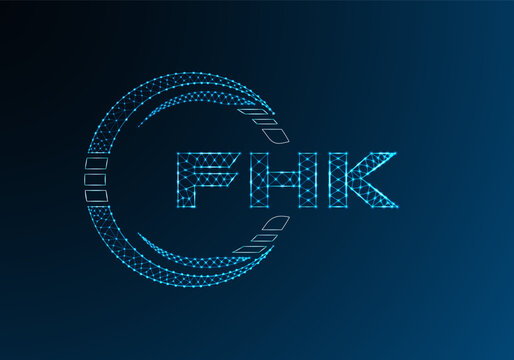 FHK low poly letter logo vector design. FHK lower poly logo design.
