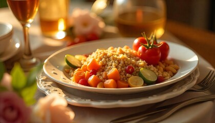 Fried Rice with Vegetables and Candlelight