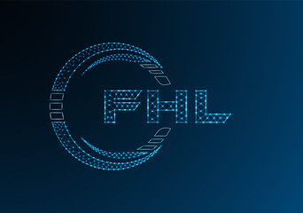 FHL low poly letter logo vector design. FHL lower poly logo design.
