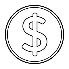 dollar sign in black line drawing