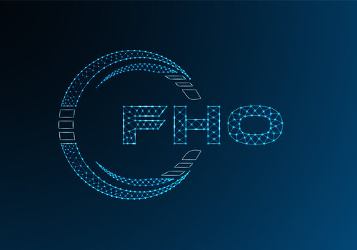 FHO low poly letter logo vector design. FHO lower poly logo design.