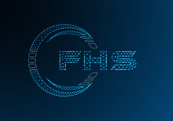 FHS low poly letter logo vector design. FHS lower poly logo design.