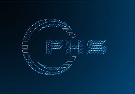 FHS low poly letter logo vector design. FHS lower poly logo design.