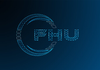 FHU low poly letter logo vector design. FHU lower poly logo design.