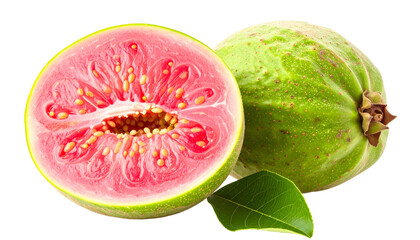 Juicy Red Guava Slices, Seeds Visible, Transparent Background