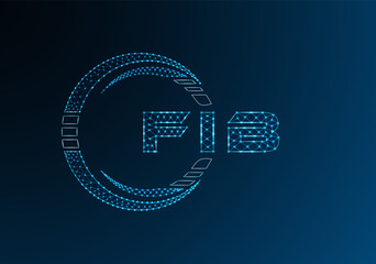 FIB low poly letter logo vector design. FIB lower poly logo design.