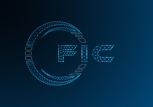 FIC low poly letter logo vector design. FIC lower poly logo design.