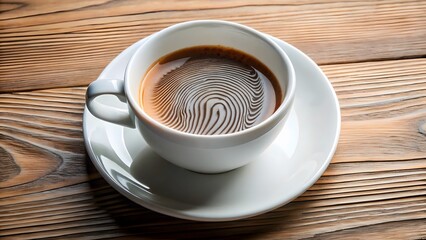 Obraz premium Espresso in White Cup on Wooden Table