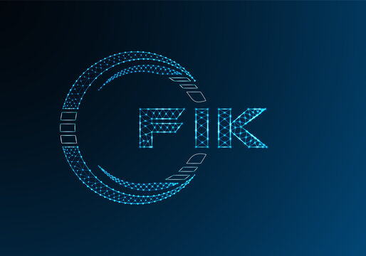 FIK low poly letter logo vector design. FIK lower poly logo design.