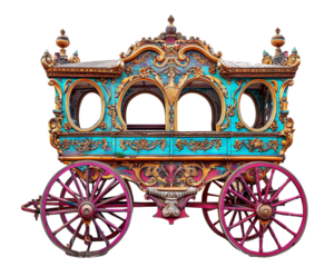  Vintage carnival carriage colorful ornate design charming on a transparent background 
