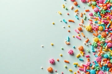 Obraz premium Joyful sprinkles scattered on a colorful background, perfect for kids' projects , dessert, dessert topping, celebration