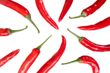 red hot chili peppers pattern isolated on transparent background