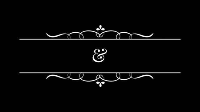 Animation wedding card border white lines on black background.