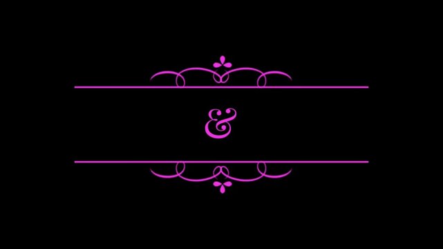 Animation wedding card border lines on black background.