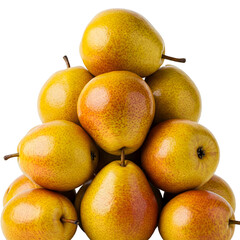 Juicy pear sliced in half showing core and soft texture, isolated on transparent background, ideal for culinary content, fresh food visuals, or educational fruit illustrations.