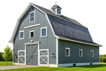 Classic Grey Barn Loft White Trim Photorealistic AI Art