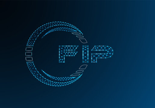 FIP low poly letter logo vector design. FIP lower poly logo design.