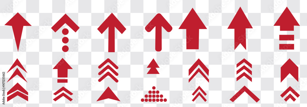 Aufkleber collection of swipe up icons with gray arrows in various styles on a white background.