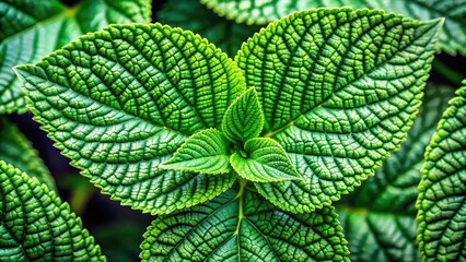 Detailed green leaves with unique shape and texture on a stem, triandra, plant,  triandra, plant, tropical