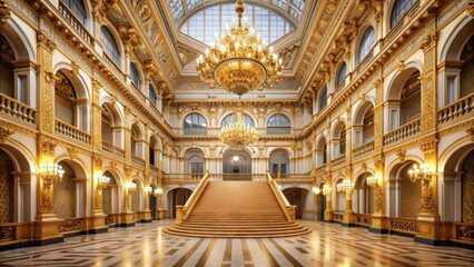 Obraz premium High ceiling with golden tiered platform in a grand hall , interior, ornate, interior, ornate, luxury