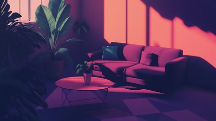 Sunset Living Room Interior Design. (2)