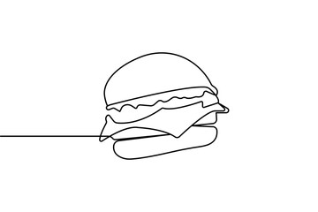 Burger one line drawing  minimalist outline vector illustration  
