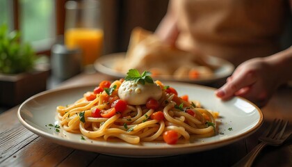 Pasta with Mozzarella and Cherry Tomatoes