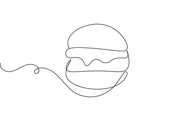 Burger one line drawing  minimalist outline vector illustration  
