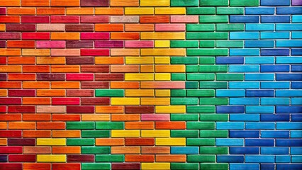 Colorful Abstract Geometric Design on Brick Wall Background